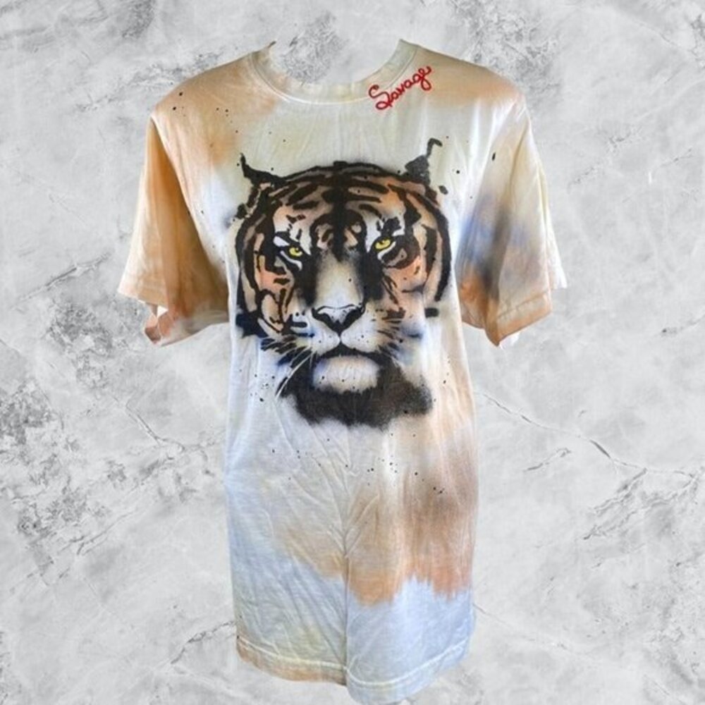 Chaser SAVAGE Airbrushed Tiger Print Short Sleeve T-Shirt